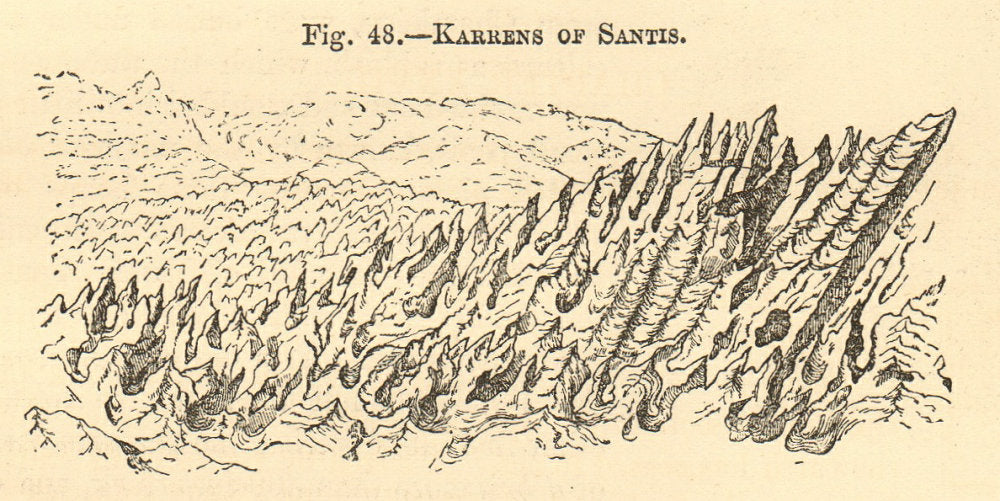 Karrens of Santis. Switzerland. Säntis. SMALL. Mountains 1886 old print